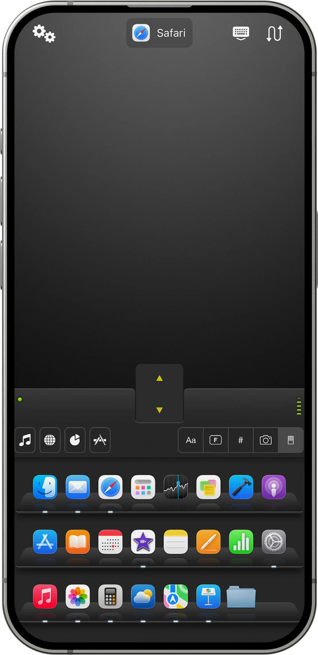 Mobile Mouse application switcher showing Mac apps on iPhone