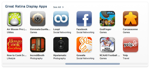 Apple Great Retina Display Apps feature