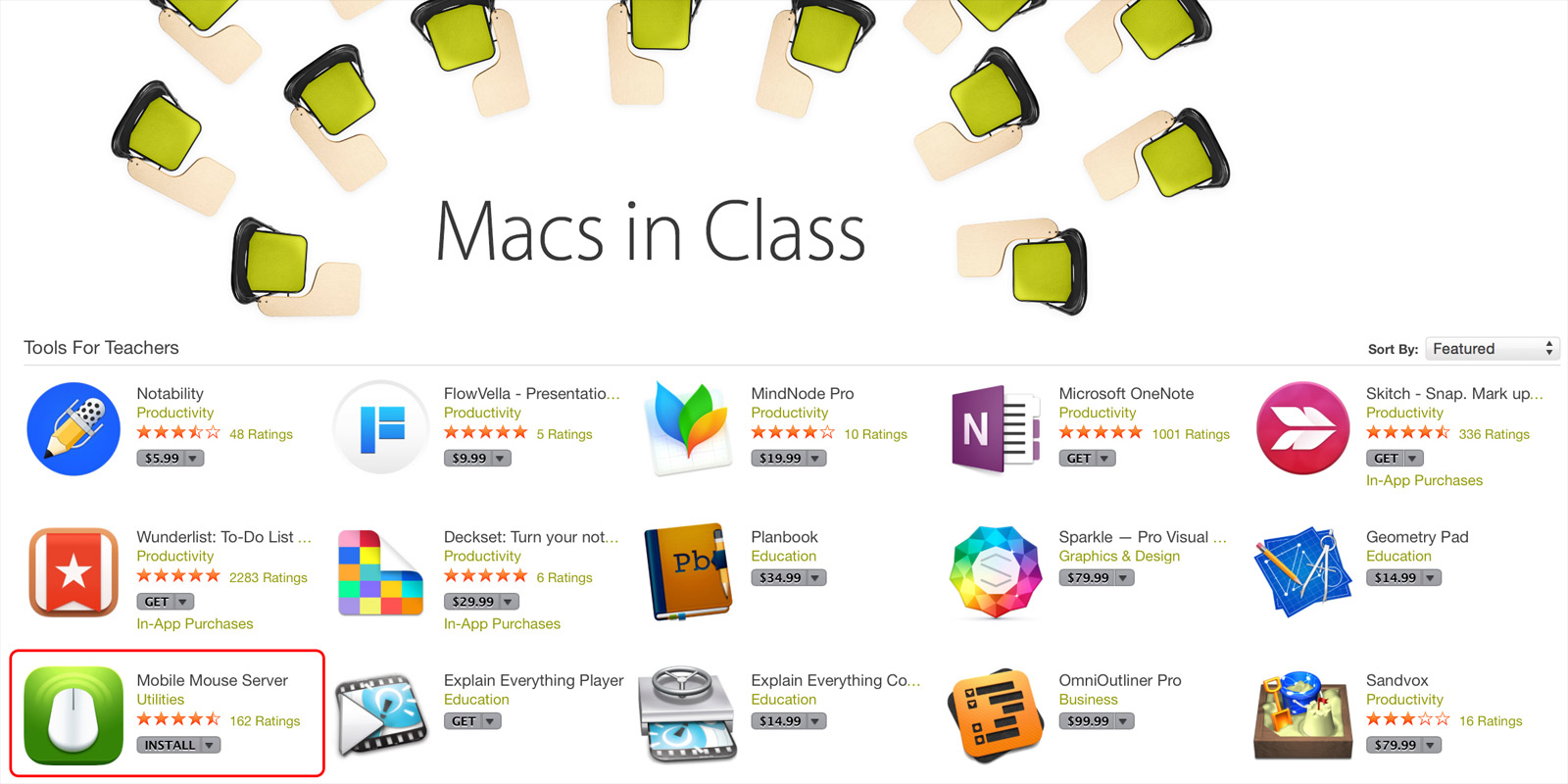 Apple Macs in Class App Store feature