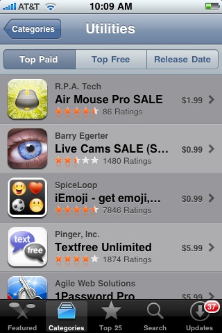 Mobile Mouse ranked number one paid utility